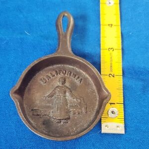 Vintage Brown Cast Iron Skillet with California Design